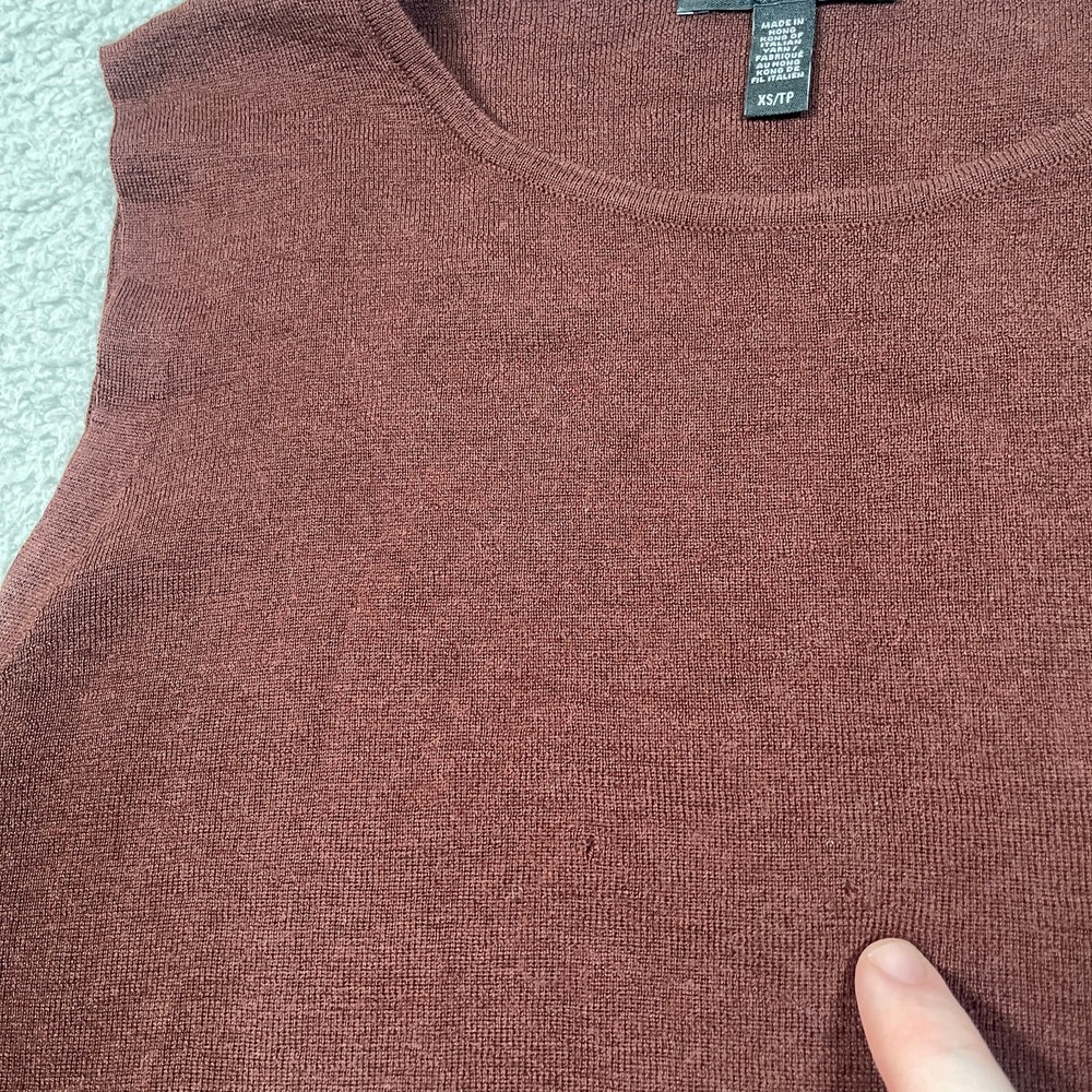 Eileen Fisher Tank Top Womens XS Brown Italian Superfine Merino Wool Cozy Soft - Picture 6 of 10
